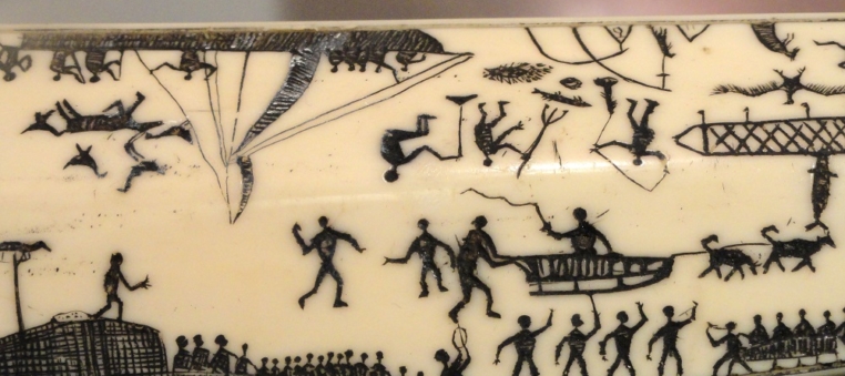 Bering Strait Eskimo carved ivory pipe-detail-early 1800s-Peabody Museum